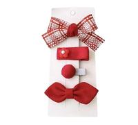 Lot de 4 pinces à cheveux en tissu, rouge de Noël, mignon, mignon, mini accessoires de cheveux faits à la main rouge E