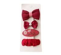 Lot de 4 pinces à cheveux en tissu, rouge de Noël, mignonnes, jolies mini accessoires de cheveux faits à la main rouge B