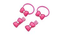 Lot de 4 pinces à cheveux mignonnes en forme de petit lapin et ours pour enfants - Adorables pinces à franges et accessoires pour cartes de chaton pour filles (rose rouge)