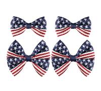 Lot de 4 pinces à cheveux motif drapeau américain avec nœud patriotique rouge, blanc et bleu étoiles, rayures crocodiles pour le quatrième indépendance du 4 juillet, accessoire de décoration