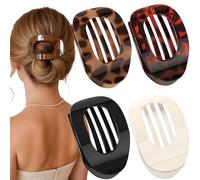 Lot de 4 pinces à cheveux plates pour cheveux épais, bouclés, longs, courts, confortables, élégants, ambrés - Tenue solide pour femmes et filles