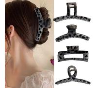 Lot de 4 pinces à cheveux plates pour femme - En acrylique - Confortables et incurvées pour conduite allongée - Design incurvé (4Leo)