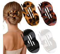 Lot de 4 pinces à cheveux plates pour femme - Pinces à cheveux plates en forme de tortue ambrée pour femmes et filles, pinces à cheveux en forme de cœur pour cheveux épais et fins