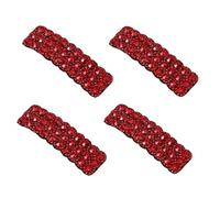 Lot de 4 pinces à cheveux rectangulaires avec strass rouges de style coréen, épingles à cheveux de luxe brillantes pour mariage, accessoires de cheveux pour femmes et filles, soin des cheveux
