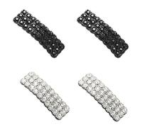 Lot de 4 pinces à cheveux rectangulaires en strass noirs et argentés - Pinces à cheveux coréennes - Accessoires pour cheveux pour fête, mariage, quotidien, filles - Décoration de cheveux