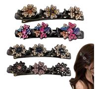 Lot de 4 pinces à cheveux scintillantes avec strass - Barrette - Épingles à cheveux tendance pour femme et fille - Pour le quotidien, l'école, les fêtes, le travail