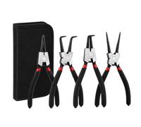 Lot de 4 pinces à circlips 17,8 cm droite/courbée interne et externe | Pince à anneau en carbone robuste avec poignées antidérapantes et ressorts durables pour économiser du travail