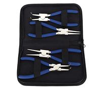 Lot de 4 Pinces à Circlips, pince serre clips avec ressort de rappel interne, Multifonction Pinces Pince Courbée Pince Droite, Pour Circlips Externes Et Internes