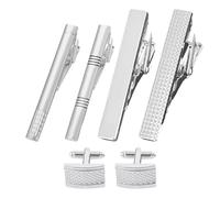 Lot de 4 pinces à cravate, 1 paire de boutons de manchette, accessoires de costume pour homme, 4 cm, Fer à repasser, no