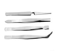 Lot de 4 pinces à épiler en acier inoxydable - Embouts antidérapants épais de 112 à 120 mm - Pinces droites et courbées pour représentants électroniques