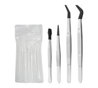 Lot de 4 pinces à épiler pour travaux manuels, 1 sac de rangement, pince à épiler avec pointe en caoutchouc en acier inoxydable, enrouleur de cils artificiels, convient pour ranger des timbres, des