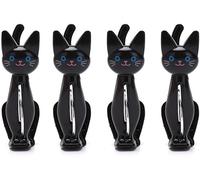 Lot de 4 pinces à linge multifonctions pour serviette de plage, drap de lit, épingles à linge en plastique coupe-vent, chaussettes mignonnes et chats créatifs (noir) durables et tendance