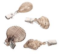 Lot de 4 Pinces à Nappe compactes Poids de Nappe en Coquillages Housses de Table de Pique- Poids pour nappes Clips Rideaux Peint Alliage de Zinc Accessoires