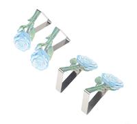 Lot de 4 pinces à nappe en acier inoxydable pour sécuriser les nappes sur les tables jusqu'à 3,5 cm d'épaisseur, pinces antidérapantes pour restaurant et événement (bleu)
