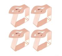 Lot de 4 pinces à nappe en forme de feuille en acier inoxydable pour fêtes, faciles à utiliser et forte prise en main (or rose)