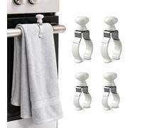 Lot de 4 Pinces à Serviettes en Acier Résistant à la Chaleur - Empêchent Les Serviettes de Tomber des Poignées de Four, de la Cuisinière, du Lave-Vaisselle et des Étagères de Salle de Bain