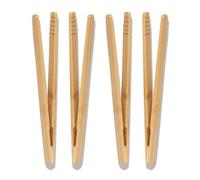 Lot de 4 pinces à toast en bambou de 18 cm, pinces à grille-pain en bois avec design antidérapant, pinces réutilisables en bambou pour grille-pain, thé, grille-pain en bois, pinces en bois pour