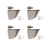 Lot de 4 pinces à verre élégantes à dos plat - Clip en verre pratique - Support polyvalent - Durable - Pour étagères de salle de bain