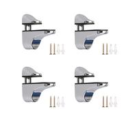 Lot de 4 pinces à verre élégantes à dos plat - Clip en verre pratique - Support polyvalent - Durable - Pour étagères de salle de bain