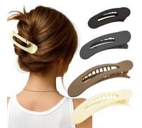 Lot de 4 pinces crocodiles à cheveux en forme de bec de canard, confortables et antidérapantes, pour cheveux épais, longs, courts et bouclés, élégants tons terre (beige, marron, gris, noir), 2 tailles