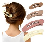 Lot de 4 pinces crocodiles en forme de bec de canard, confortables et antidérapantes, pour cheveux épais, longs et courts, multicolores élégants (jaune, marron, rose, marron), 2 tailles distinctes
