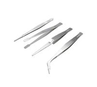 Lot de 4 pinces de précision en acier inoxydable, haute résistance, idéales pour les travaux électroniques, les travaux manuels et le modélisme.