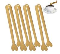 Lot de 4 pinces de service en forme de cœur - En acier inoxydable - Antidérapantes - Pour les glaçons, les bonbons, les buffets - Pour les fêtes, les mariages, les buffets - Argenté