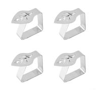 Lot de 4 pinces en acier inoxydable en forme de feuille qui maintiennent fermement les nappes en place, adaptées pour un usage domestique et des occasions spéciales (A)