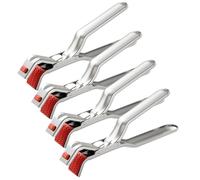 Lot de 4 pinces pour plaque chauffante, clip de support bol anti-brûlure avec poignée antidérapante pour un levage sécurisé, pinces cuisine en acier inoxydable pour plats, casseroles, assiett