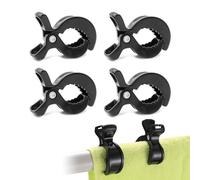 Lot de 4 pinces pour poussette, pinces universelles, clips de fixation de jouets pour chaises longues, fauteuils roulants, poussettes (noir)