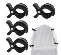 Lot de 4 pinces pour poussette - Pinces universelles - Pour la fixation de jouets, poussettes, chaises longues, fauteuils roulants (noir)