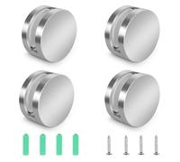 Lot de 4 pinces rondes en alliage de zinc pour miroir de salle de bain avec chevilles et vis pour verre de 3 à 5 mm d'épaisseur