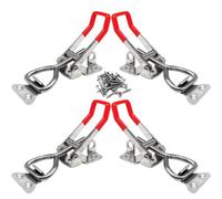 Lot de 4 pinces verrouillage à bascule réglables, loquet tirer robuste dégagement rapide, for porte fumoir et boîte outils, poignée rouge(Large 4003 with lock hole)