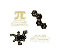 Lot de 4 pin's en alliage créatif pour élément chimique, lettre pour sac à dos