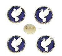 Lot de 4 pin's en forme de colombe de la paix en forme de branche d'olivier, 3,8 cm, en alliage, souvenir d'événement de paix, taille unique, métal, sans pierre précieuse, One size, Métal, Pas de