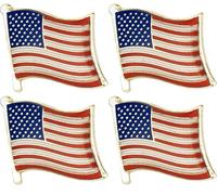 Lot de 4 pin's en métal émaillé avec drapeau des États-Unis d'Amérique