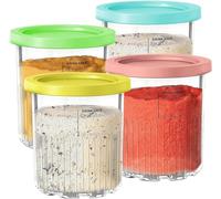 Lot de 4 pintes de rechange avec couvercles pour Ninja Creami Deluxe, compatibles avec les machines à crème glacée NC500 Series (4 couvercles)