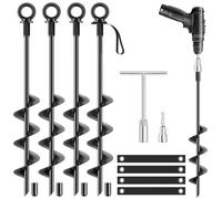 Lot de 4 piquets d'ancrage au sol de 45,7 cm entièrement soudés pour trampoline, tente à vent fort, abri d'auto, abri de jardin, mobil-home