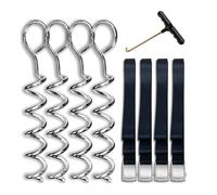 Lot de 4 piquets d'ancrage en forme de tire-bouchon pour trampoline - Spirales d'ancrage au sol - Accessoires de tente faciles à utiliser