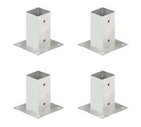 Lot de 4 piquets d'ancrage en métal galvanisé 71 mm pour tubes carrés, sabot de support pour fixation au sol, résistant à la rouille pour béton et bois