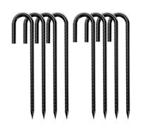 Lot de 4 piquets d'armature en métal très résistants - 30,5 cm de long - Piquets de sol en acier avec revêtement antirouille de 6,35 mm - Ancrages au sol pour trampoline de jardin (4, noir)