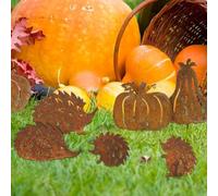 Lot de 4 piquets de jardin rustiques pour décoration d'automne, figurines de hérisson en métal résistant aux intempéries avec finition rouillée pour décoration de cour et de terrasse