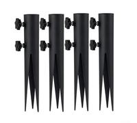 Lot de 4 piquets de sol robustes en métal pour éclairage extérieur, supports de torche en acier avec extrémités pour une insertion facile du sol, ancrages sécurisés pour drapeaux de jardin et lampes