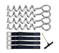 Lot de 4 piquets de tente avec sangle - Piquets de trampoline portables - Spirales d'ancrage au sol - Accessoires portables en forme de tire-bouchon pour trampoline