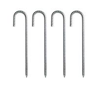 Lot de 4 piquets de tente haute performance en acier galvanisé avec crochets en J - Piquets de jardin épais - Piquets de jardin - Clous de jardin - Clous à haute performance - Barres en acier moulu