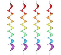 Lot de 4 piquets décoratifs colorés Wi Ndmill - Rainbow Wi Ndmill Outdoor Hanging W Ind Bag | Ruban coloré pour patio, jardin et oiseau | Spinner rotatif pour extérieur DEC