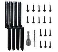 Lot de 4 piquets réparation for clôture avec vis fixation, kit support arrière, outil poteaux en bois cassés à tête pointue et inclinée Pour La Réparation