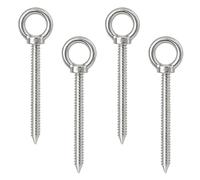 Lot de 4 pitons à visser M8 x 80 mm en acier inoxydable 304, crochets à œillet robustes avec filetage autotaraudeur, pour hamacs, stores, cordes et fixations en intérieur et extérieur