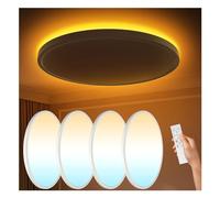 Lot de 4 plafonniers encastrés avec veilleuse de 30,5 cm, 24 W, 2400 lm, plafonnier LED à intensité variable avec télécommande et contrôle par application, 2700 K-6000 K réglable, parfait pour chambre