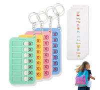 Lot de 4 planches à cocher - Planning quotidien pour enfants - Avec porte-clés - Réutilisables - Pour l'école et la vie quotidienne - Favorise de bonnes habitudes et une organisation efficace